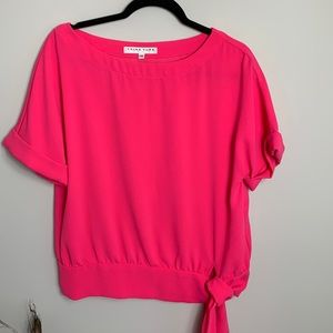 Trina Turk Tie Waist Blouse Pink Size Medium